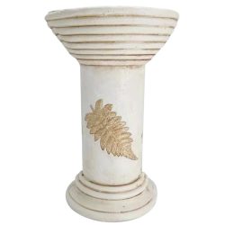   Kerti dekoráció, MagicHome, antik virágcserép állvány, krémszínű, 25,5 x 25,5 x 41 cm, kerámia