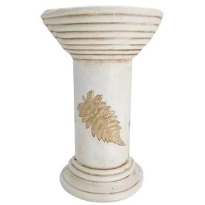 Kerti dekoráció, MagicHome, antik virágcserép állvány, krémszínű, 25,5 x 25,5 x 41 cm, kerámia