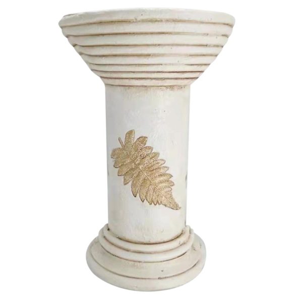 Kerti dekoráció, MagicHome, antik virágcserép állvány, krémszínű, 25,5 x 25,5 x 41 cm, kerámia