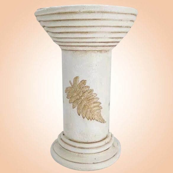 Kerti dekoráció, MagicHome, antik virágcserép állvány, krémszínű, 25,5 x 25,5 x 41 cm, kerámia