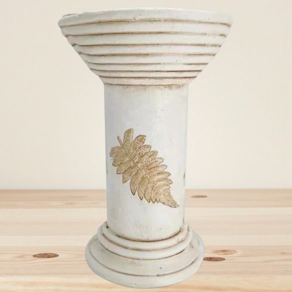 Kerti dekoráció, MagicHome, antik virágcserép állvány, krémszínű, 25,5 x 25,5 x 41 cm, kerámia