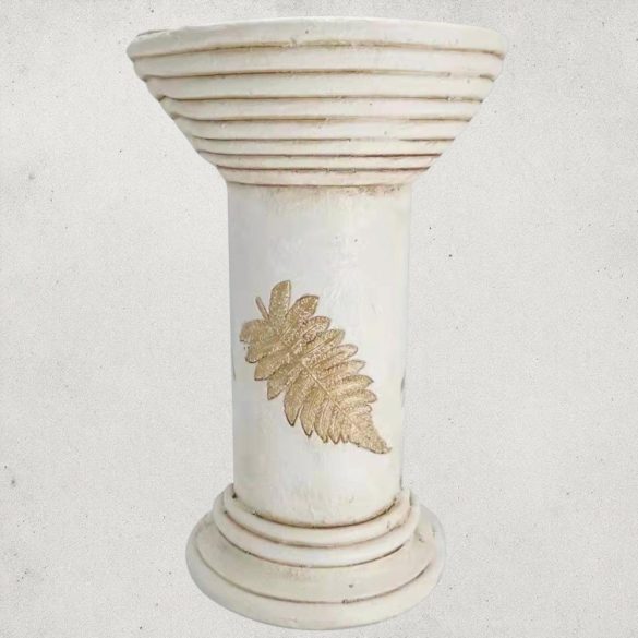 Kerti dekoráció, MagicHome, antik virágcserép állvány, krémszínű, 25,5 x 25,5 x 41 cm, kerámia