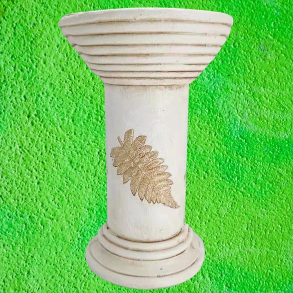 Kerti dekoráció, MagicHome, antik virágcserép állvány, krémszínű, 25,5 x 25,5 x 41 cm, kerámia