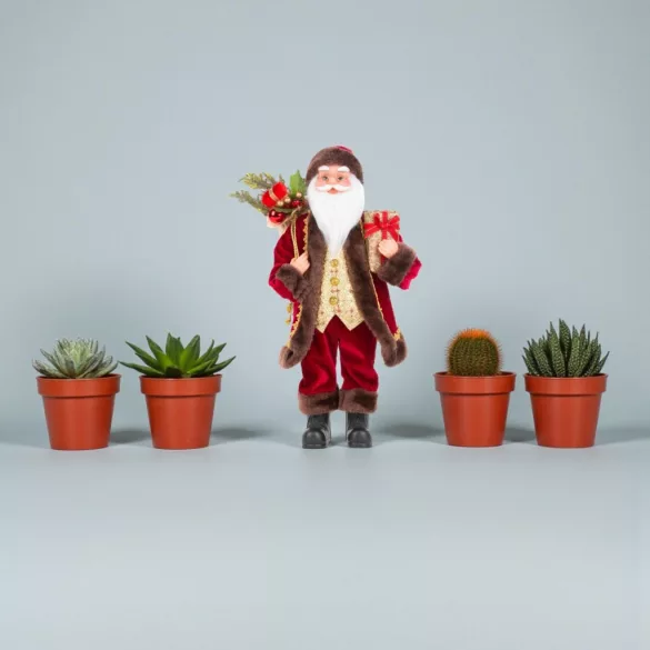 MagicHome karácsonyi dekoráció, Mikulás ajándékokkal, 46 cm