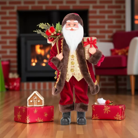 MagicHome karácsonyi dekoráció, Mikulás ajándékokkal, 80 cm