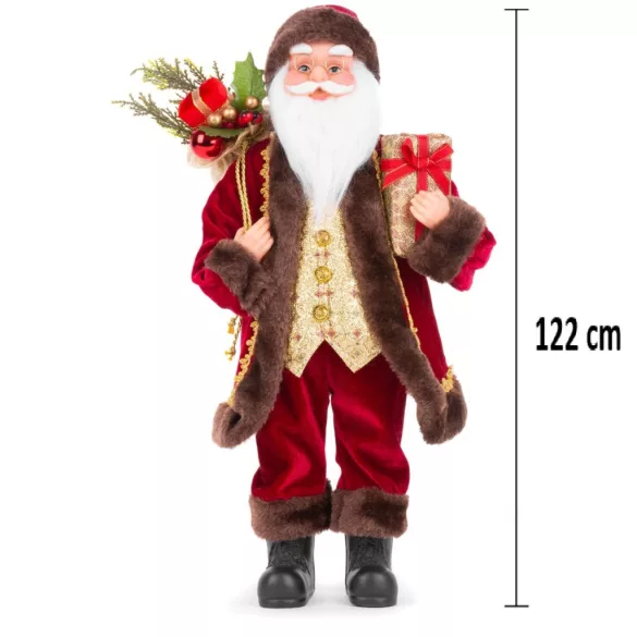 MagicHome karácsonyi dekoráció, Mikulás ajándékokkal, 122 cm