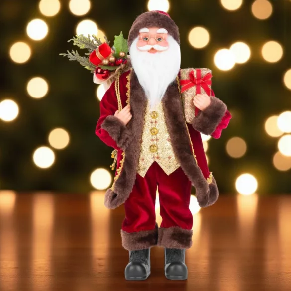 MagicHome karácsonyi dekoráció, Mikulás ajándékokkal, 122 cm