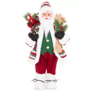 MagicHome karácsonyi dekoráció, Mikulás sítalppal, 46 cm