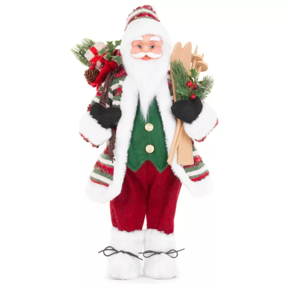 MagicHome karácsonyi dekoráció, Mikulás sítalppal, 46 cm