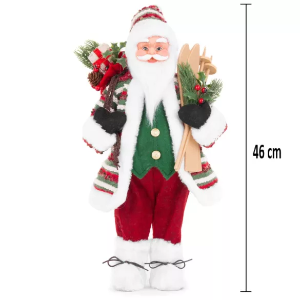 MagicHome karácsonyi dekoráció, Mikulás sítalppal, 46 cm