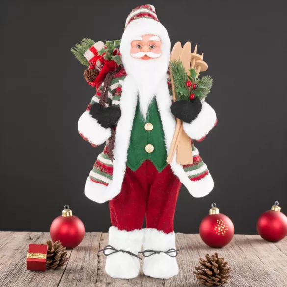 MagicHome karácsonyi dekoráció, Mikulás sítalppal, 46 cm
