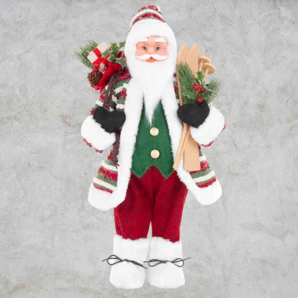 MagicHome karácsonyi dekoráció, Mikulás sítalppal, 46 cm