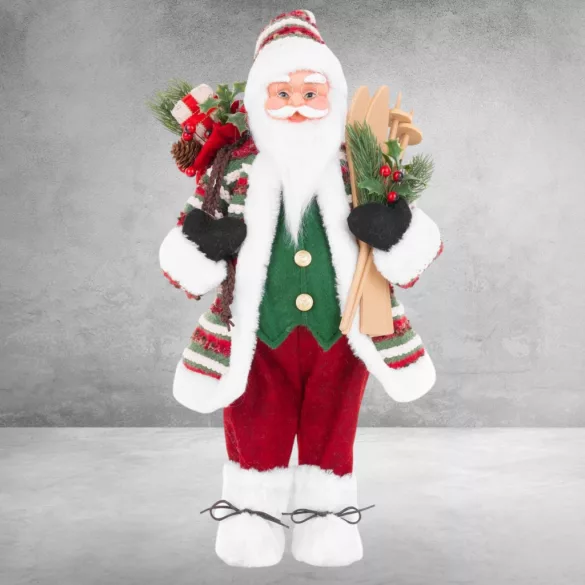 MagicHome karácsonyi dekoráció, Mikulás sítalppal, 46 cm