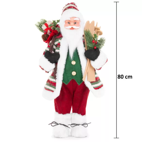 MagicHome karácsonyi dekoráció, Mikulás sítalppal, 80 cm