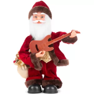 MagicHome karácsonyi dekoráció, Mikulás gitárral, zenélő, 35 cm