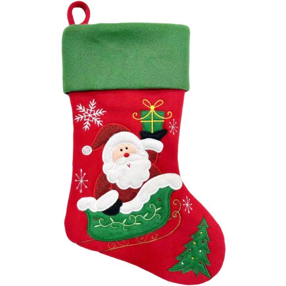 MagicHome karácsonyi dekoráció, Mikulás zokni, 41 cm