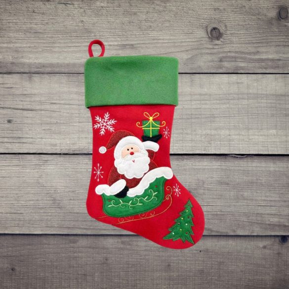 MagicHome karácsonyi dekoráció, Mikulás zokni, 41 cm