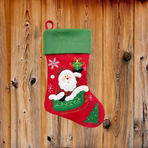 MagicHome karácsonyi dekoráció, Mikulás zokni, 41 cm