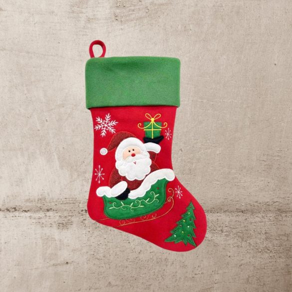 MagicHome karácsonyi dekoráció, Mikulás zokni, 41 cm