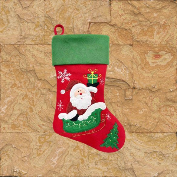 MagicHome karácsonyi dekoráció, Mikulás zokni, 41 cm