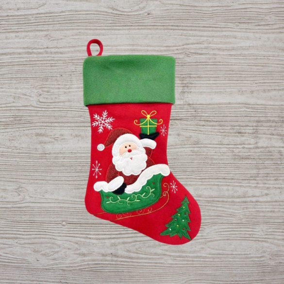 MagicHome karácsonyi dekoráció, Mikulás zokni, 41 cm