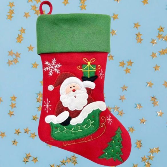 MagicHome karácsonyi dekoráció, Mikulás zokni, 41 cm