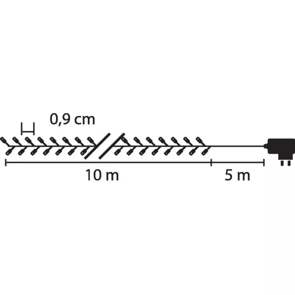 LED fényfüzér, MagicHome Vianoce, 10 m, 1120 LED, melegfehér, IP44, kültéri, 230 V adapterrel, egyszerű világítás, 5 m zöld kábel