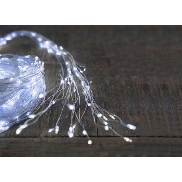 LED fényfüzér, MagicHome Vianoce Twisted Stars 360S, 360 db LED, hidegfehér, IP44, kültéri, 3 m x 12 lánc, 230 V adapterrel