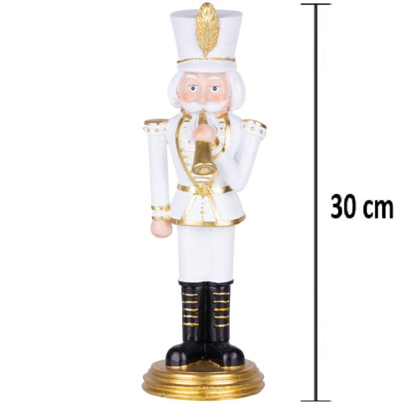 MagicHome karácsonyi dekoráció, diótörő trombitával, arany, poligyanta, 20 x 20 x 30 cm