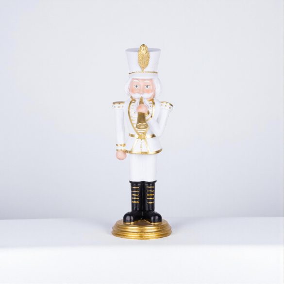 MagicHome karácsonyi dekoráció, diótörő trombitával, arany, poligyanta, 20 x 20 x 30 cm