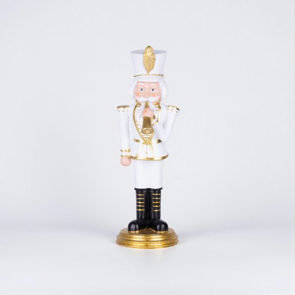 MagicHome karácsonyi dekoráció, diótörő trombitával, arany, poligyanta, 20 x 20 x 30 cm