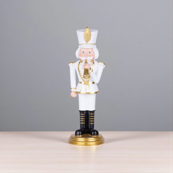 MagicHome karácsonyi dekoráció, diótörő trombitával, arany, poligyanta, 20 x 20 x 30 cm