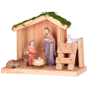 MagicHome karácsonyi dekoráció, Betlehem, fa, poligyanta, 15 cm