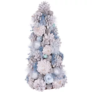 MagicHome műfenyő, natúr, krémszínű, 47 cm
