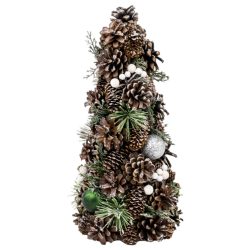 MagicHome műfenyő, natúr, zöld gömbökkel, 47 cm