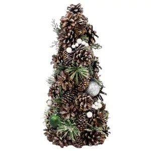 MagicHome műfenyő, natúr, zöld gömbökkel, 47 cm