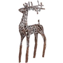   MagicHome karácsonyi dekoráció, fonott szarvas, ezüst, 41 x 14 x 73 cm