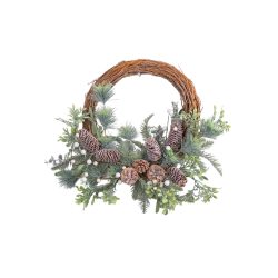   MagicHome karácsonyi koszorú, fonott, természetes ágakkal 48 x 41 x 11 cm