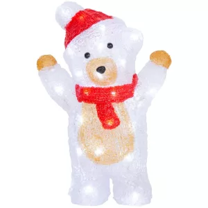 Karácsonyi dekoráció, MagicHome, Medve, 19 x 11,5 x 30 cm, hidegfehér, 30 LED, akril, IP44, kültéri, 5 m tápkábel, 230 V adapterrel