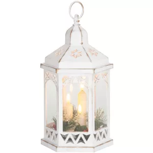 Karácsonyi lámpa, MagicHome Vianoce, Morocco, gyertyás, 3 db LED, melegfehér fény, fehér, elemes (3x AAA), időzítő, műanyag, beltéri, IP20