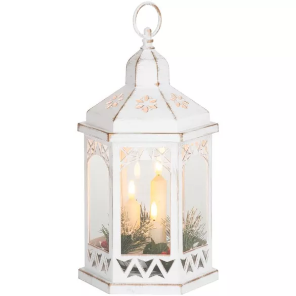 Karácsonyi lámpa, MagicHome Vianoce, Morocco, gyertyás, 3 db LED, melegfehér fény, fehér, elemes (3x AAA), időzítő, műanyag, beltéri, IP20