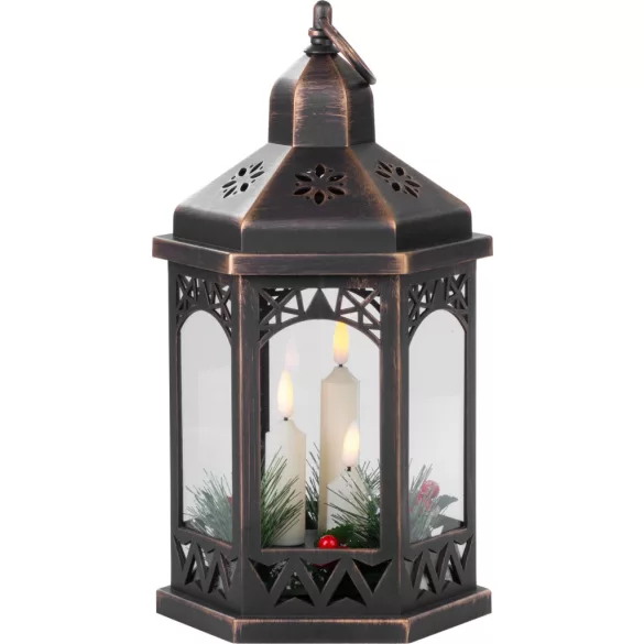 Karácsonyi lámpa, MagicHome Vianoce, Morocco, fekete, elemes (3x AAA), 3 db LED, melegfehér fény, műanyag, időzítő, beltéri, IP20