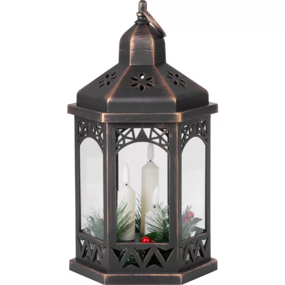 Karácsonyi lámpa, MagicHome Vianoce, Morocco, fekete, elemes (3x AAA), 3 db LED, melegfehér fény, műanyag, időzítő, beltéri, IP20