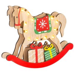   MagicHome karácsonyi dekoráció, fa lovacska, 12 melegfehér LED, 25 x 4 x 21 cm