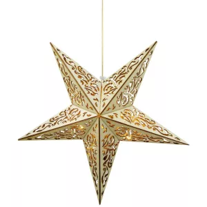 MagicHome Karácsonyi csillag, 10 LED, melegfehér, 3x AA + távirányító, 40 cm