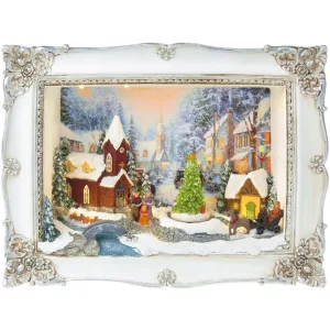 MagicHome karácsonyi dekoráció, kép, 5 melegfehér LED, 3D, 28,5 x 8,2 x 21,2 cm