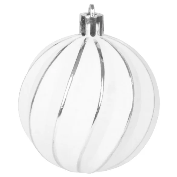 MagicHome karácsonyi gömbök, készlet, 15 db, 3,5-6-8 cm, fehér-ezüst, karácsonyfára