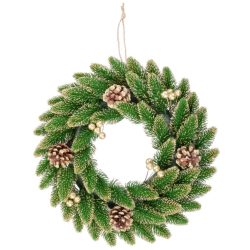 MagicHome karácsonyi koszorú, natúr, aranyozott, 33 cm