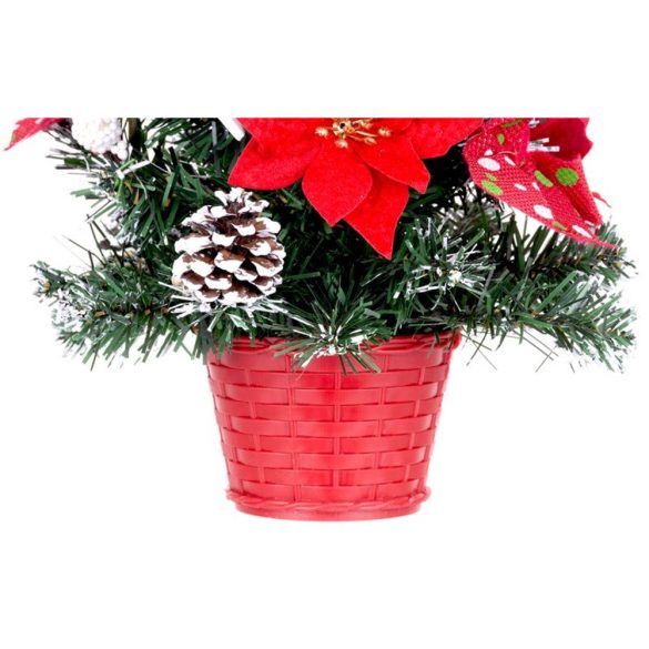 MagicHome műfenyő, feldíszített, piros, 41 cm