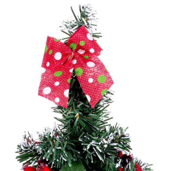 MagicHome műfenyő, feldíszített, piros, 41 cm